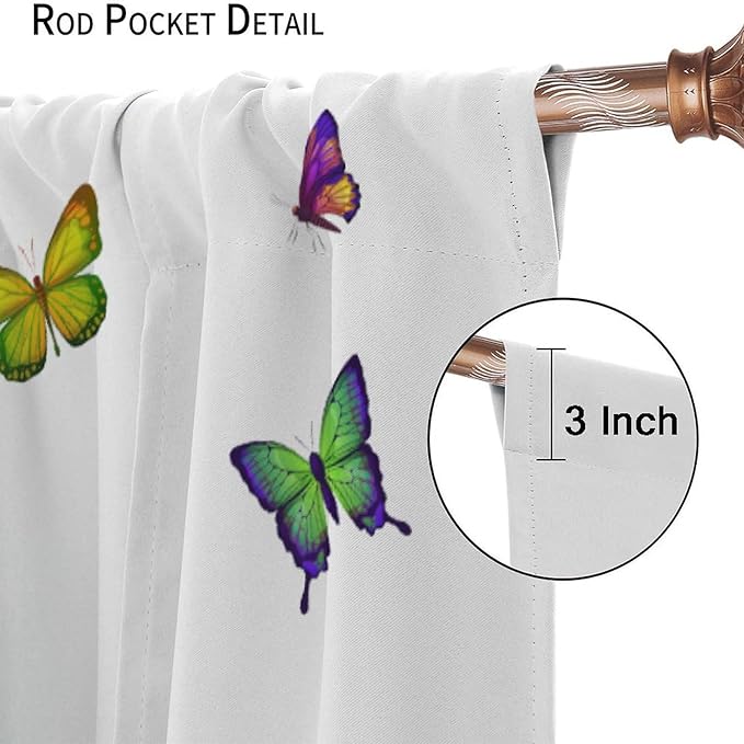 Cartoon Animals Curtains, Cute Butterfly Capybara Blackout Window Treatments, Rod Pocket Thermal Insulated Drapes 2 Panel Sets for Kids Bedroom Nursery Classroom, 52" W X 84" L