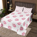 Bow Tie Princess Bedspread Queen Size,Western Cowgirl Disco Crystal Ball Dreamy Coverlet Set,Girls Women Room Decor,Star Bowknot Patchwork Romantic Quilted Coverlet,Pink Bedding Quilt,2 Pillowcases