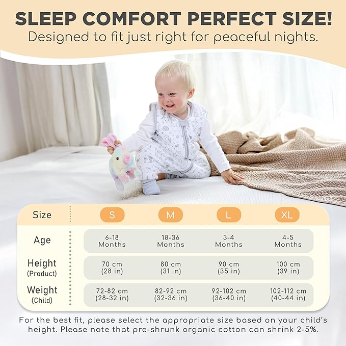 Mama Cheetah Toddler Sleep Sack with Feet, 2.5 TOG Organic Cotton Baby Sleeping Bag with Legs, Winter Baby Wearable Blankets for Early Walker 6-18 Month
