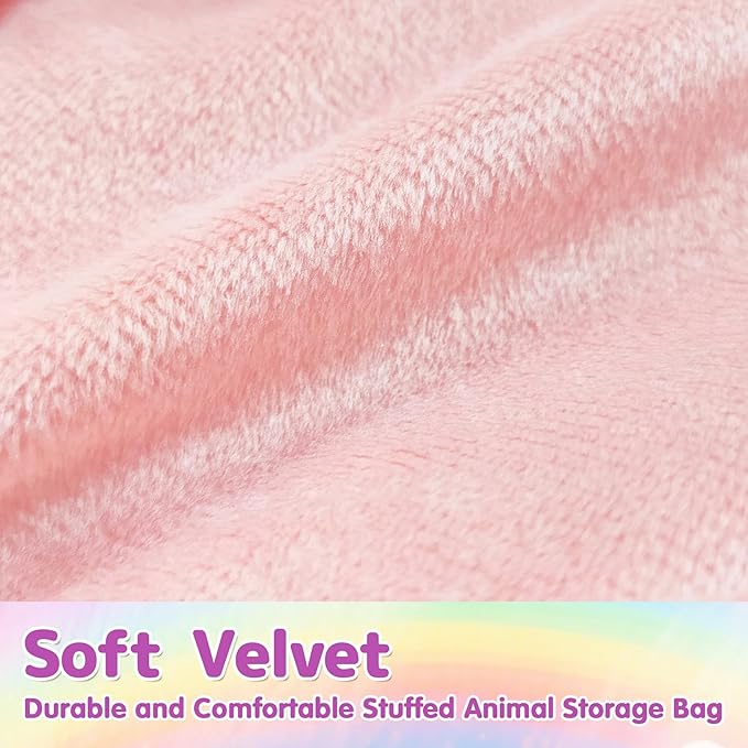 Stuffed Animal Storage Bean Bag Chair for Kids and Adults, Luxury Velvet Stuffed Animal Storage, Stuffie Seat - COVER ONLY(Pink & Dark Grey 200 L/52 Gal)