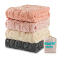 4 Pcs Baby Blankets,Fleece Heart Checkered Blanket, Cozy and Fluffy Crib Blankets for Girls, Toddler Receiving Blankets 30×40 Light Pink Sakura Pink White Grey