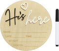 Baby Announcement Sign, 5.9 Inch Wooden Hello World Newborn Signs, Birth Announcement Sign, Gender Reveal Signs, He's here Decoration, Welcome Newborn Arrival To World, Hospital Nursery for Baby (Black He's)