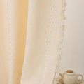 Deeprove Boho Curtains 96 Inches Long for Bedroom Living Room, Beige Cotton Linen Stripes Embroidery Weighted, Bohemian Farmhouse Window Treatment Drape Tassels, 1 Panel W52 x L96, Champagne
