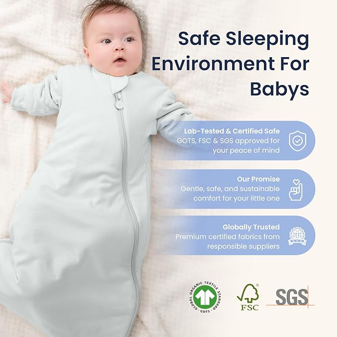 Unisex Sleeping Bag for Babies and Toddlers 1.0 Tog Sleep Sack 6-18 Months, Newborn Sleep Sack, Wearable Blanket Baby, One Piece Long Sleeves, Gifts for Baby