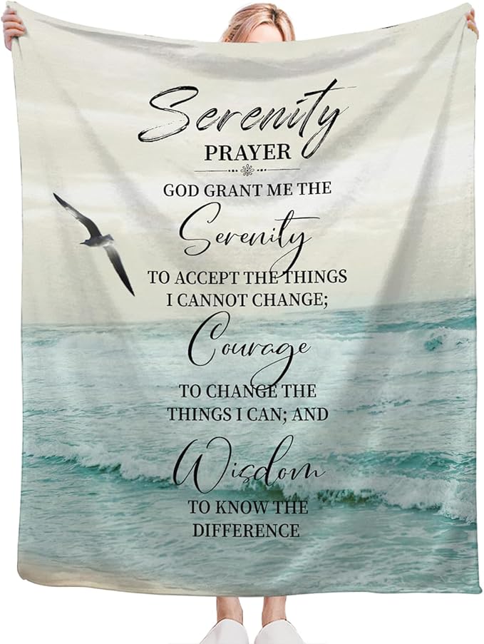 Tijuboni Serenity Prayer Bible Throw Blanket Christian Gifts for Women Men Girls Boys Kids Adults Soft Flannel Fleece Blanket for Couch Sofa Bed Home Decor 60"x80"