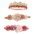 cherrboll 3pcs Baby Girl Headbands Flowers, Super Soft & Stretchy Nylon Floral Hairbands for Newborn Toddler