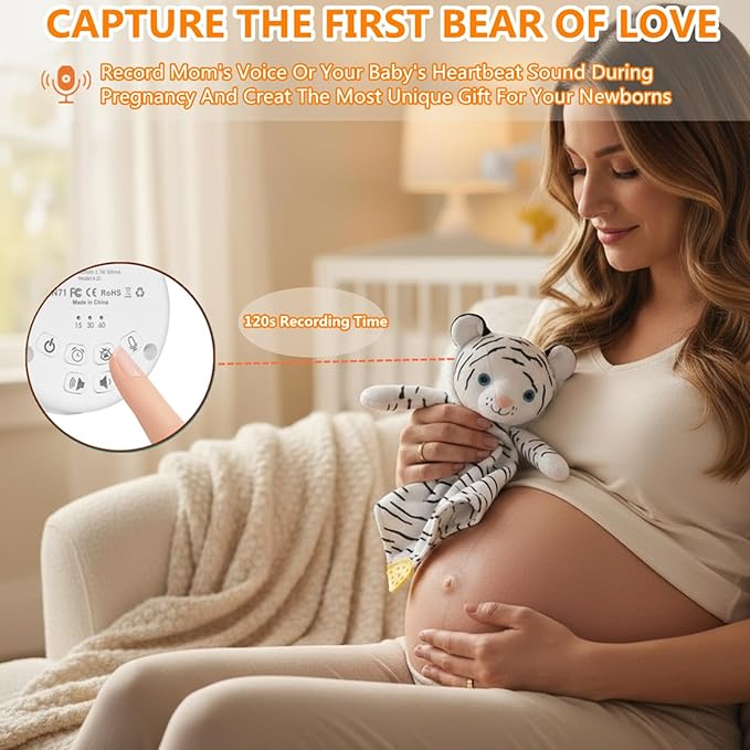 BEREST Baby Sound Sleep Soother- White Noise and Lullaby Infant Sleeping Aid with Cry Sensor at Nap Time Routine, Awesome Babies Gift Portable Plush Toddler Snuggle Toy, Infant Blanket (Milky White)