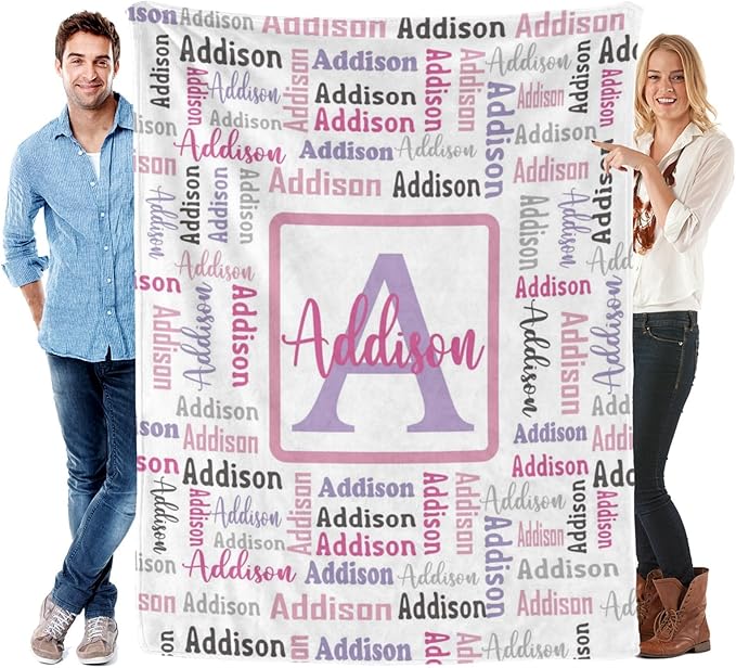 Dr.TOUGH Name Blanket Personalized Blanket for Adult Kids Flannel Customized Personalized Blankets and Throws