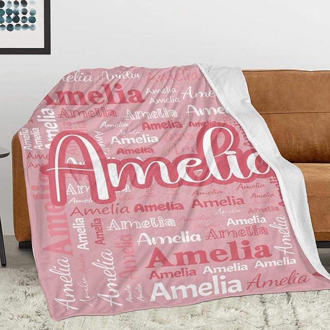 Dr.TOUGH Personalized Blanket for Adult Kids with Name Customized Blankets Personalized Throw Blanket for Christmas Birthday Gifts