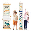 Personalized Canvas Height Chart for Kids, Height Measurement for Wall, Growth Chart with Name (Dinosaurs)