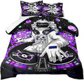 kxry Space Astronaut Galaxy Comforter Sets Twin Size Outer Space Themed Bedroom Decor Bedding Sets Black and Purple Bedding Quilt for Kids Teen Girls 1 Comforter+ 1 Pillowcase
