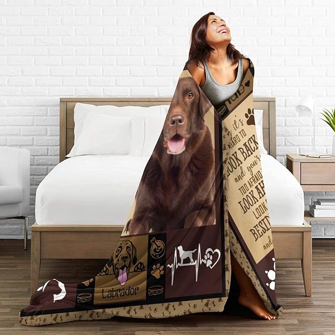 Labrador Blanket for Girls Boys Chocolate Retriever Throw Blankets Soft Cozy Warm Fuzzy Fleece Bedding Flannel Dog Throws Stuffed Animal Gifts for Labrador Lovers Kids Men Women Bedroom Decor 60"x50"