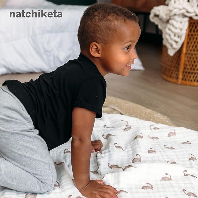 Organic Cotton Muslin Baby Blanket for Boys & Girls - Luxurious Soft Toddler Quilt for Swaddling - Gender Neutral Blanket - Baby and Toddler Gift - Neutral Dot
