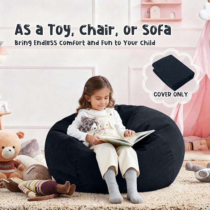 Nobildonna Bean Bag Chair Cover (No Filler) for Kids and Adults,Beanbag Stuffed Animal Storage Without Filling Plush Toys Holder and Organizer Soft Premium Corduroy 200L