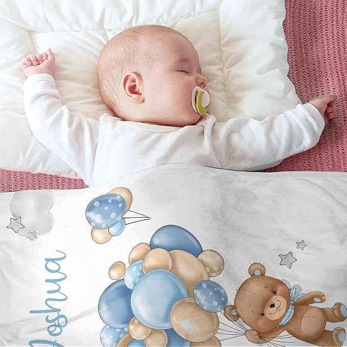 Personalized Baby Blanket with Name - Customized Soft Flannel Blanket for Boys & Girls (60x80 Inches) - Ideal Gift for Baby Shower, Birthday, Christmas, Newborn