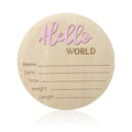 Baby Announcement Sign, 5.9 Inch Wooden Hello World Newborn Signs, Birth Announcement Sign, Baby Shower Hospital Nursery for Newborn Boys and Girls… (Light Pink)