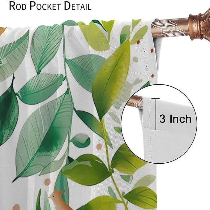 Kids Fox Blackout Curtain Cute Cartoon Fox Window Treatment for Girls Boys Bedroom Wildlife Woodland Animal Botanical Plant Window Drapes for Living Room Teens Nursery W84xL84
