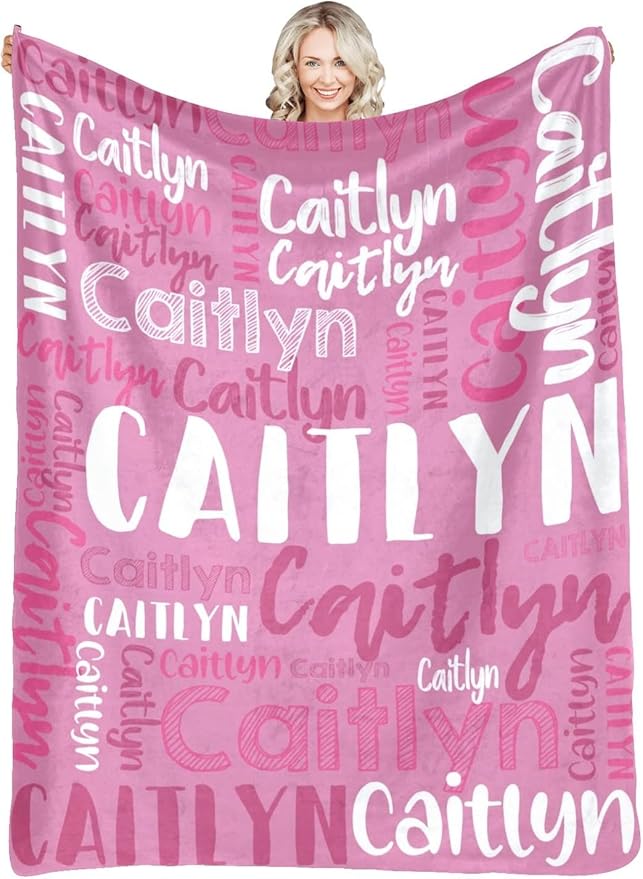 Dr.TOUGH Personalized Blankets with Name Customized Baby Blankets for Girls Boys Adults Monogrammed Blankets and Throws Christmas Birthday Mothers Fathers Valentines Day Gift (Petal Pink, 40''×50'')
