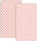 Pack and Play Sheets 2 Pack, Fitted Jersey Knit Mini Crib Sheets for Baby Boys and Girls, Compatible with Graco Pack N Play and Mini Crib Mattress (Daisy Check, Pack N Play/Mini Crib Sheets)