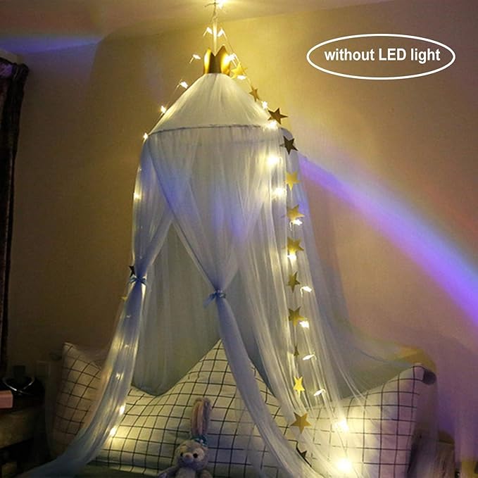 Princess Bed Canopy for Girls and Kids Hanging Mosquito Net for Baby Crib Nook Castle Game Tent Nursery Play Room Decor(Sky Blue)