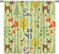 Cute Animals Curtains, Fox Bear Cartoon Wild Animals Blackout Window Treatments, Rod Pocket Thermal Insulated Drapes 2 Panel Sets for Kids Bedroom Nursery Classroom, 84" W X 84" L