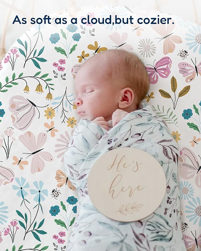 Bassinet Fitted Sheets Compatible with SNOO Happiest Baby Oval Bassinet - Buttery Soft, Silky Comfort, Premium Stretchy Jersey Knit Sheets, 2 Pack