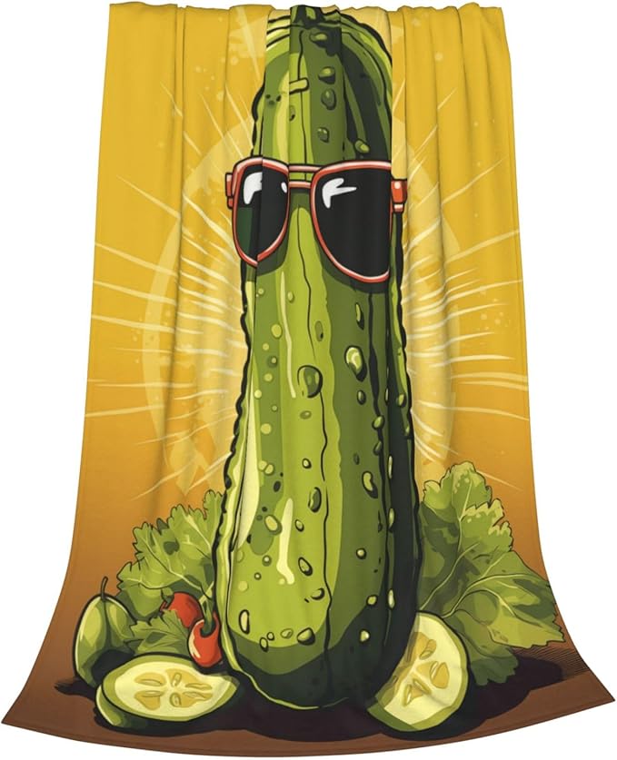Funny Pickles Dill Blanket Gifts for Girls Women Flannel Throw Blankets for Home Couch Bed Sofa Soft Fuzzy Lightweight Decor All Season 80x60 Inches