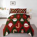Feelyou Merry Christmas Bedding Set Soft for Boys Girls, Santa Claus Comforter Set King Size Xmas Tree Nutcracker soldier Duvet Quilt Microfiber Gingerbread Man Bedroom Decor 3 Pcs with 2 Pillow Cases