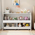 COZPAW Toy Storage Organizer, 2 Tier Montessori Shelf with Movable Bins, Toy Organizers Book Shelf for Kids Room, Playroom, Nursery (White)