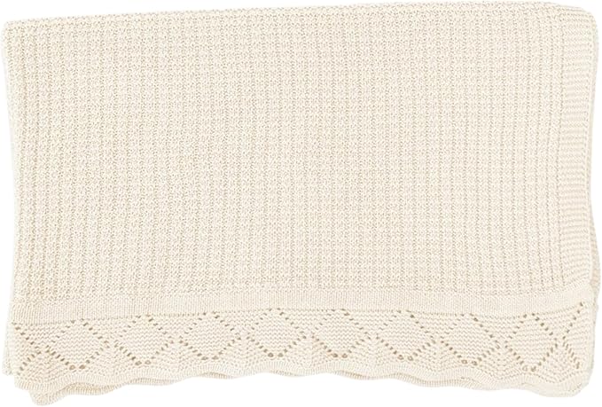Baby Knit Blanket, 100% Cotton Waffle Patterns, Soft, Cozy, Lightweight Swaddle for Newborn & Infant Swaddling Beige Neutral, Perfect Baby Shower Ideas Cream 30x40