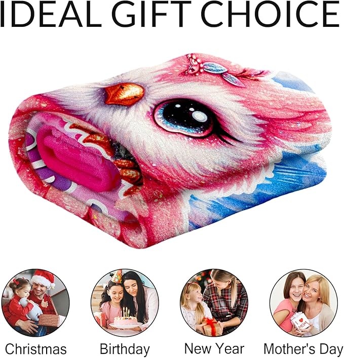 Custom Owl Gifts for Women - Adults Throw Blanket for Girls - 60" x 80" Inches Warm Comfortable Blankets Stuff for Sofa, Chair, Living Room