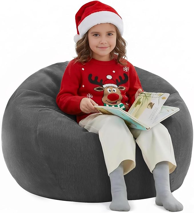 Nobildonna Bean Bag Chair Cover (No Filler) for Kids and Adults,Beanbag Stuffed Animal Storage Without Filling Plush Toys Holder and Organizer Soft Premium Corduroy 200L