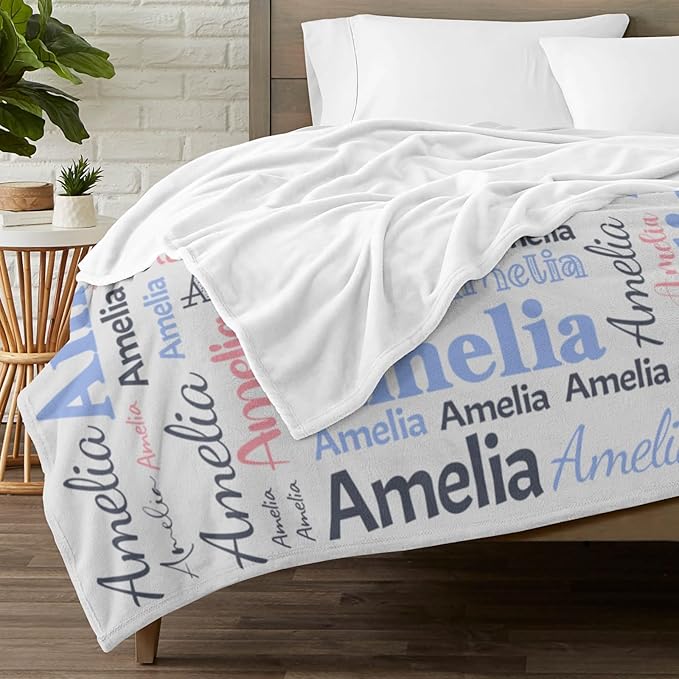 Dr.TOUGH Personalized Blanket for Adult Kids with Name Customized Blankets Personalized Throw Blanket for Christmas Birthday Gifts