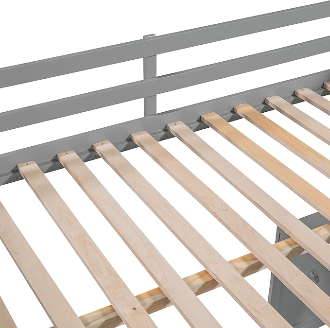 CITYLIGHT Full Loft Bed with Desk and Shelves,Wooden Full Size Loft Bed with Desk and Storage Drawers, Space Saving Loft Bed Full for Kids Girls Boys (Full,Grey)