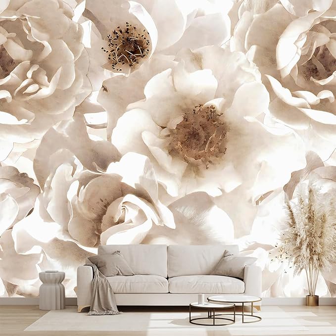 Floral wallpeper for Girls Bedroom Modern Flower Living Room Wall Mural - 160"x108"（Not Peel and Stick）