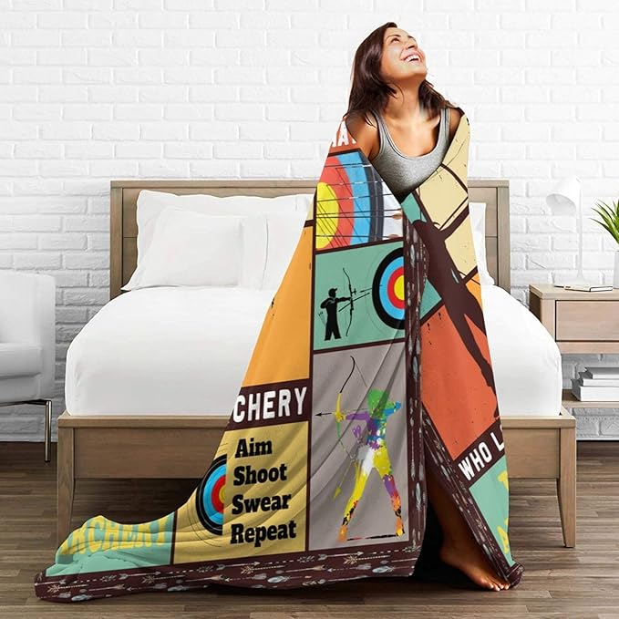 Archery Blanket Just a Girl Loves Archery Throw Blankets for Girls Women Warm Soft Fleece Flannel Throws Archery Target Stuff Print Sports Bedding Decor Gifts for Kids Teens Adults 50"x40"