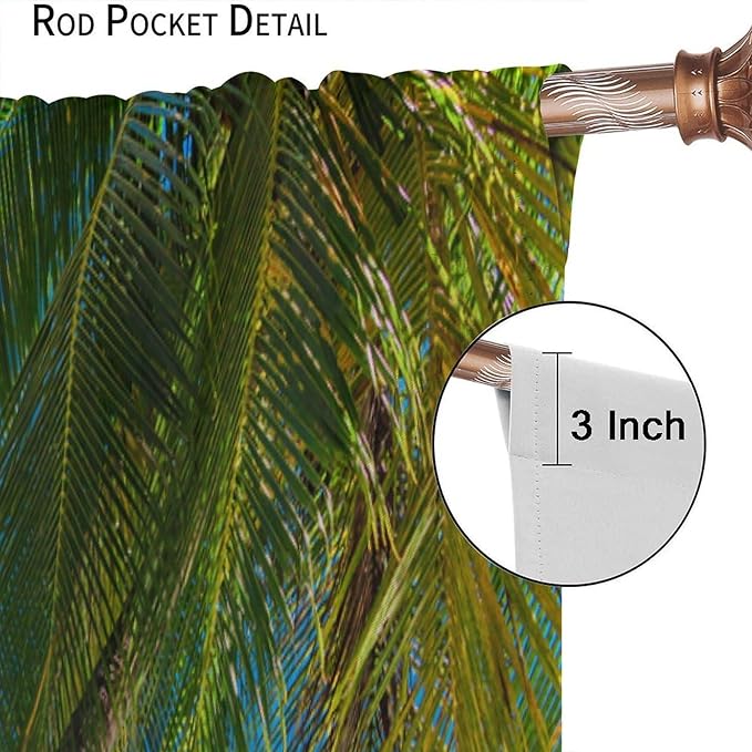 Ocean Beach Curtains,Sunshine and Beach Hawaiian Seaside Scene Pattern Blackout Print Home Bedroom Living Room Window Treatments 2 Panel Set 72x63 Inch