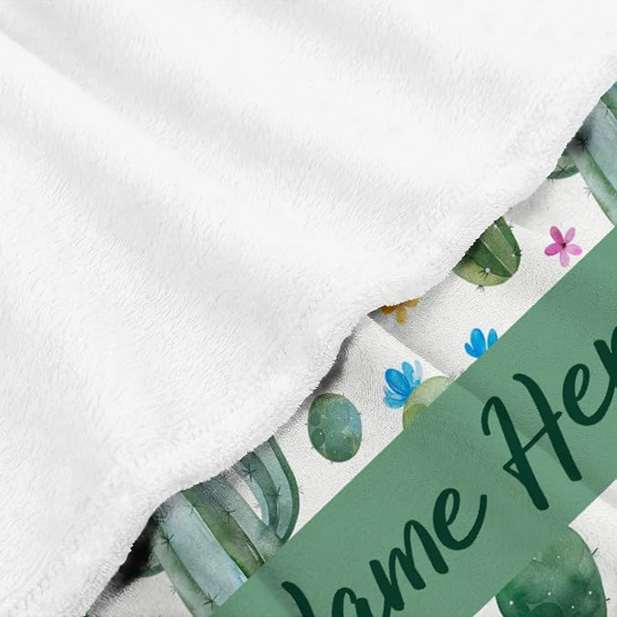 Custom Flannel Blanket with Text Cactus Flower Succulent Customized Blankets Warm Unique Personalized Throw Souvenirs Gift of Love 40"×30" XSmall for Pets
