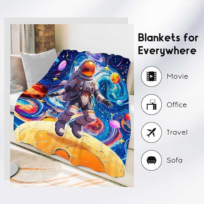 Blankets for Boys - Planet Blanket for Kids/Teens - Comfy Cozy Flannel Throws for Couch, Office - 40"x50"