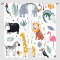 YCness Cartoon Forest Animals Curtains, Woodland Woodland Wild Giraffe Zebra Lion Hippopotamus Window Treatments for Kids Bedroom Living Room Home Nursery Drapes, 55x63 Inch