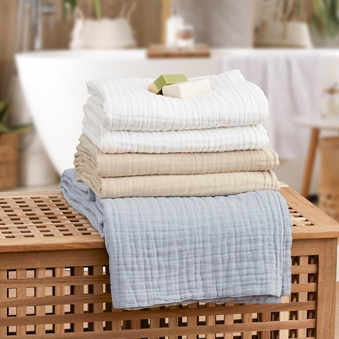 Love's cabin 6 Layer 100% Cotton Muslin Blanket, 108"x90" Muslin King Size Blanket for Bed Couch, Lightweight and Breathable Cotton Gauze for Adult, White