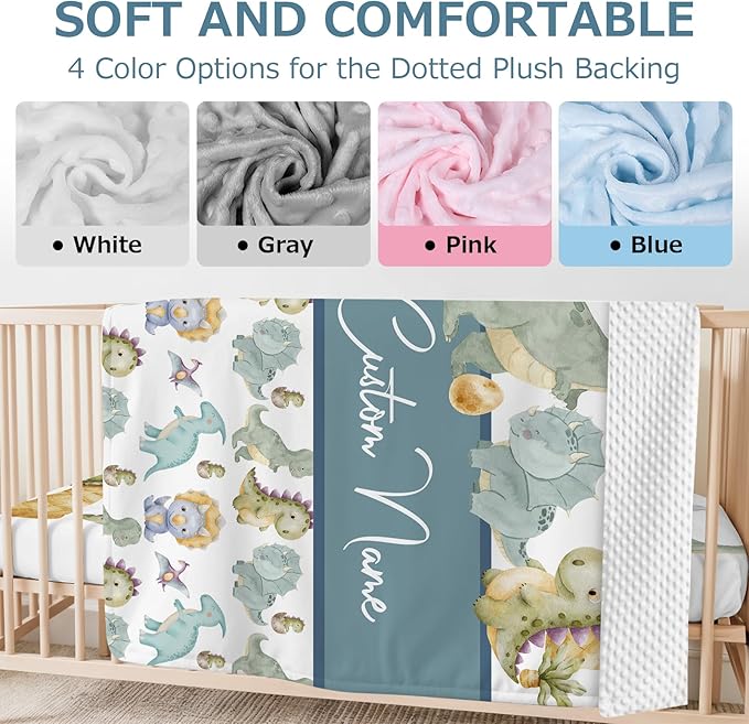 Personalized Baby Crib Bedding Set,3 Piece Custom Name Nursery Set with Blanket, Fitted Sheet & Pillowcase for Baby Girls & Boys, Dinosaur Forest Theme(Fixed Size)