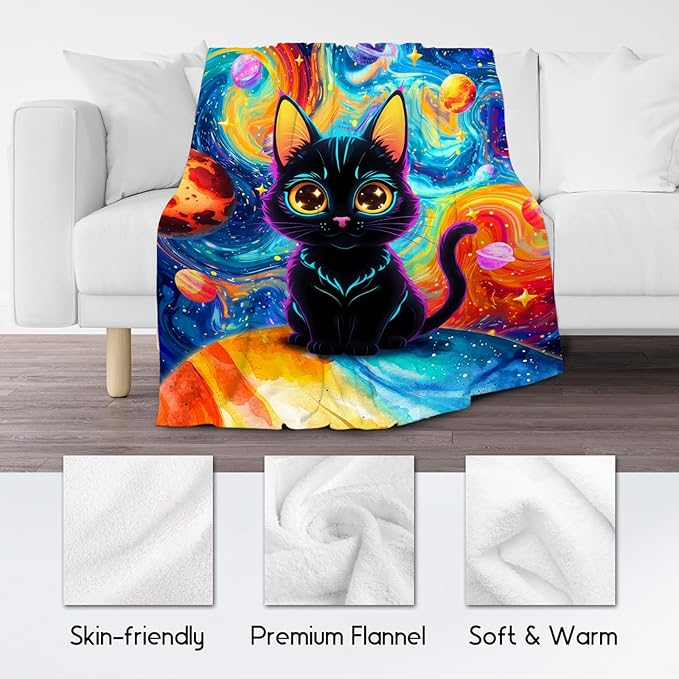 Cat Blankets for Cat Lovers - Girls Blanket for Toddler/Kids - Lightweight Planet Throws Gifts for Office Couch - 40"x50"
