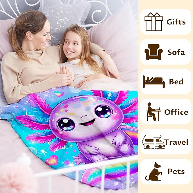 Blanket for Girls 4-6, Throw Gift for Toddler Kids Teens 40x50 Inches Soft Cozy Rainbow Animal Throw Blankets for Sofa Couch Bed Travel