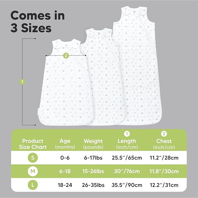 1-Pack Organic Baby Sleep Sacks, 100% Cotton - Soft & Breathable 0.5TOG Baby Wearable Blanket, Toddler Sleeping Sack 6-18 Months, Easy to Wear Transitional Swaddles for Newborns, Infants(M, KeaStory)