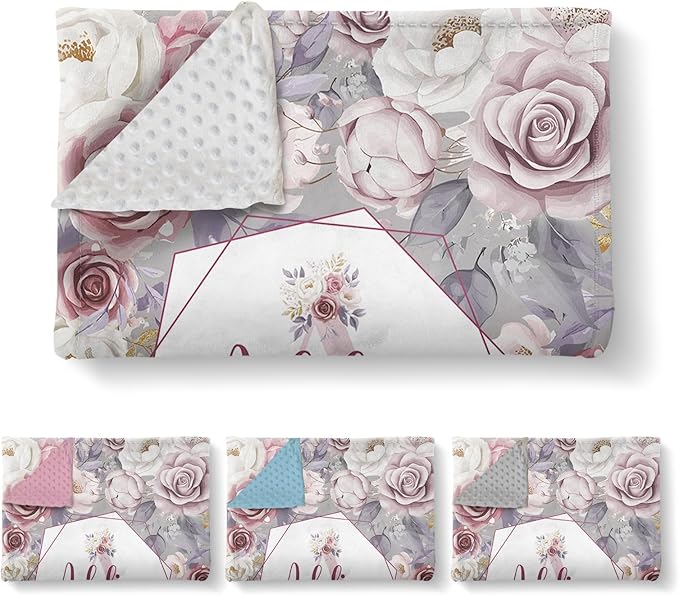 Custom Baby Crib Bedding Set, 3 Pcs Personalized Nursery Bedding Set with Name, Soft Baby Bedding Crib Sets with Blanket - Toddler Crib Sets for Girls Boys, Infant Newborn Gifts, Rose
