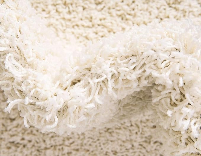 Unique Loom Solid Shag Collection Area Rug (7' 1" x 10' Rectangle, Pure Ivory)
