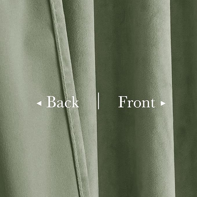 StangH Sage Green Velvet Curtains 120 inches - High Ceiling to Floor Curtains Back Tab Thermal Insulated Drapes for Sliding Door/French Door/Hall, W52 x L120, 2 Panels