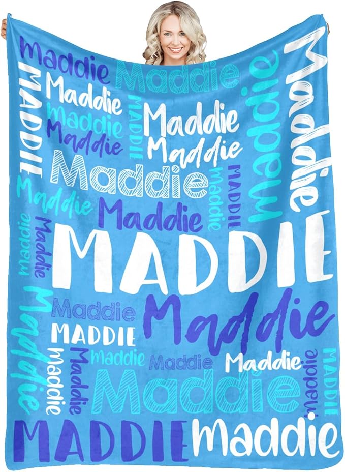 Dr.TOUGH Personalized Blankets with Name Customized Baby Blankets for Girls Boys Adults Monogrammed Blankets and Throws Christmas Birthday Mothers Fathers Valentines Day Gift (Blue-Green,50''×60'')