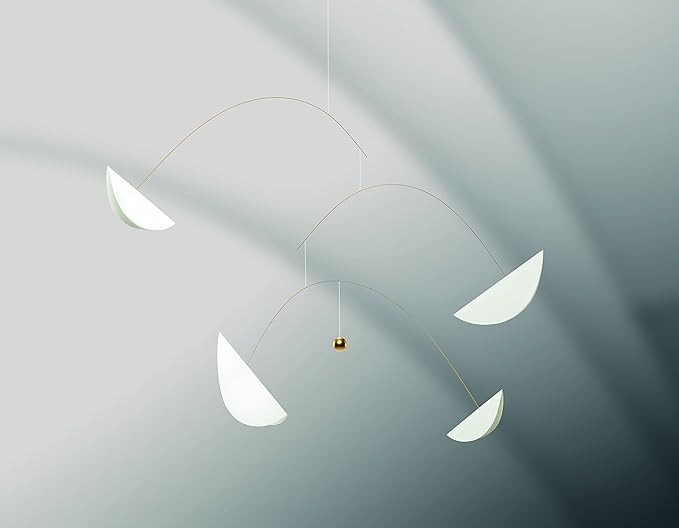Life and Thread White/Gold Hanging Mobile - 50 Inches - High Quality Plastic - Handmade in Denmark by Flensted